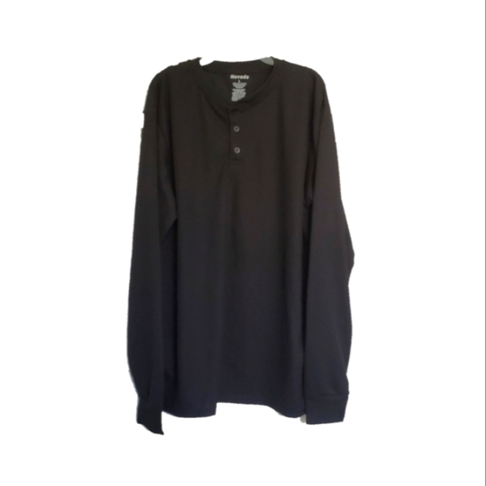 Men's Long Sleeve Henley Shirt Sz L Black NWOT